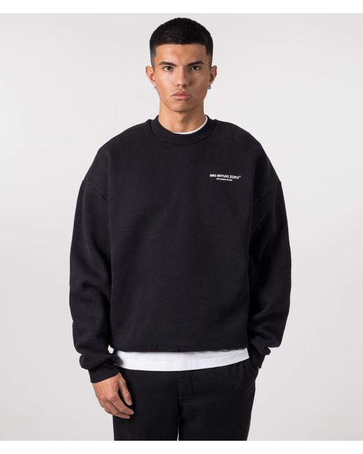 MKI Miyuki-Zoku Black Oversized Design Studio Crewneck Sweatshirt for men
