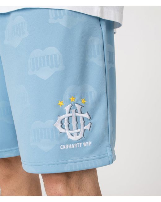Carhartt Blue Relaxed Fit Hartt Football Shorts for men