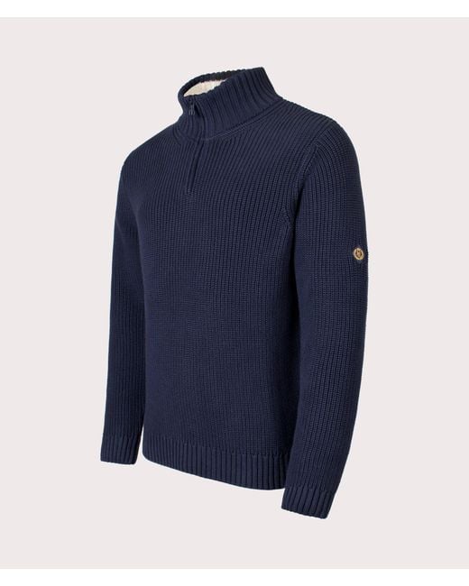 Henri Lloyd Blue Golant Quarter Zip Ribbed Knit for men