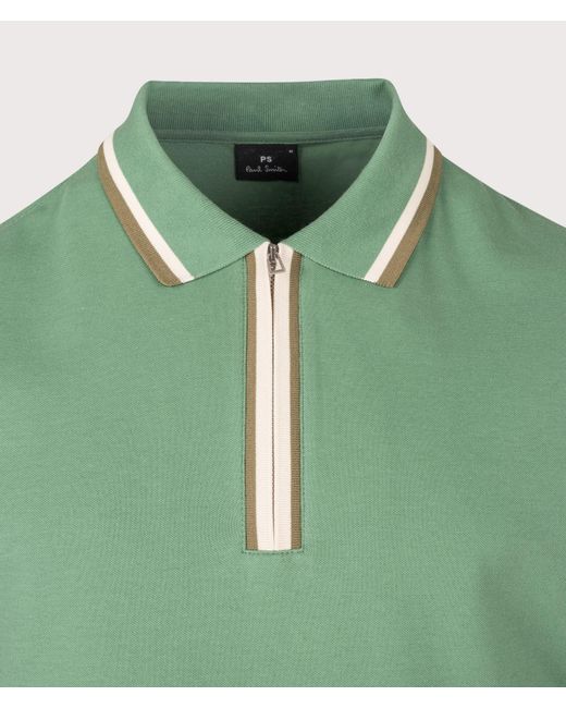 Paul Smith Green Regular Fit Quarter Zip Polo Shirt for men