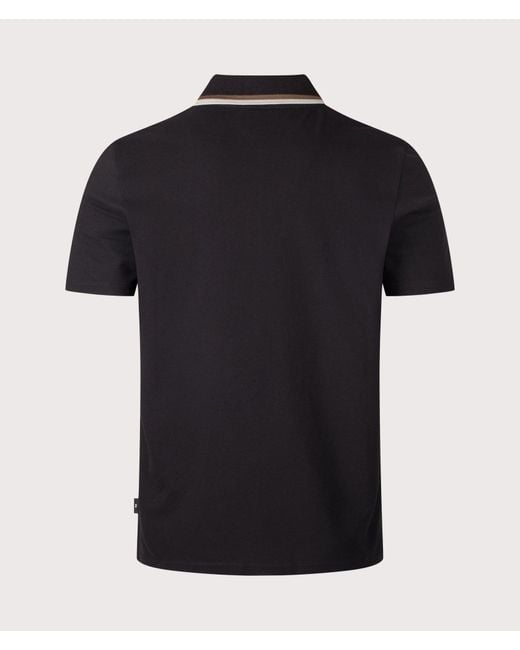 Paul Smith Black Regular Fit Quarter Zip Polo Shirt for men