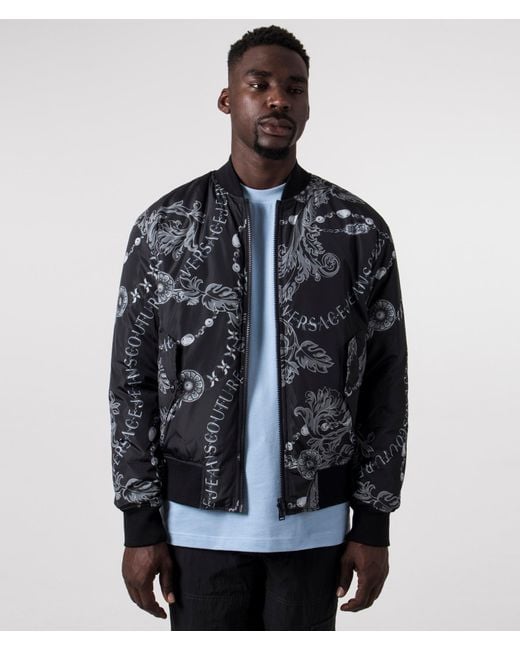 Versace Blue Reversible Chain Couture Jacket for men