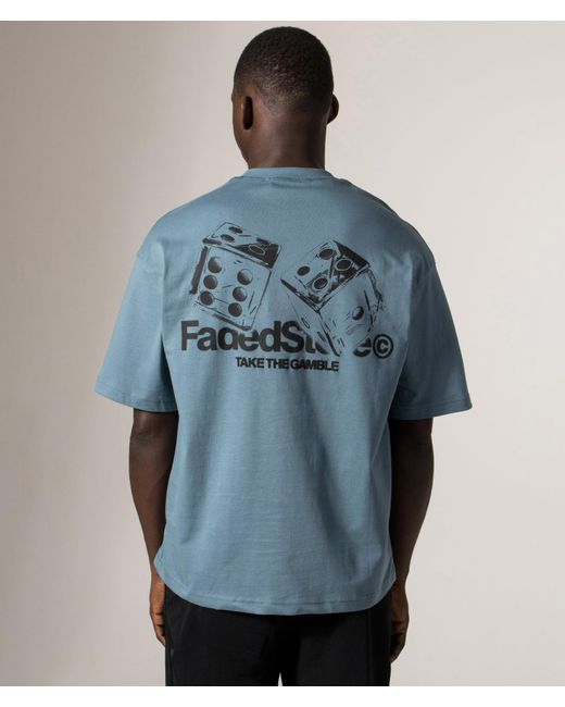 Faded Blue Relaxed Fit Take The Gamble T-Shirt for men