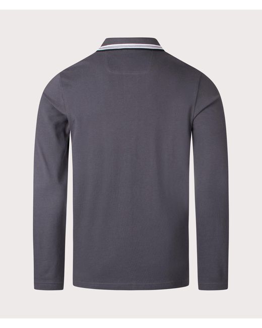 Boss Blue Plisy Long Sleeve Polo Shirt for men