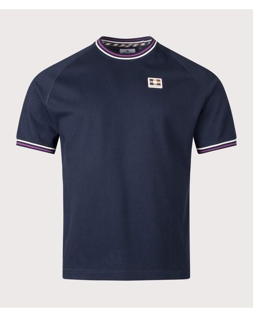 Aquascutum Blue Stripes Piquet T-Shirt for men