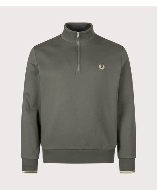 Fred Perry Gray Regular Fit Quarter Zip Sweatshirt for men
