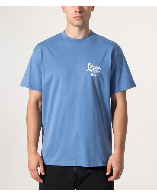 Carhartt Blue Loose Fit Waves T-Shirt for men