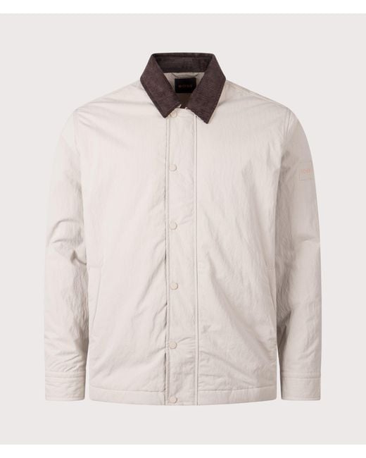 Boss Natural Oversized Leldon Zip Overshirt for men