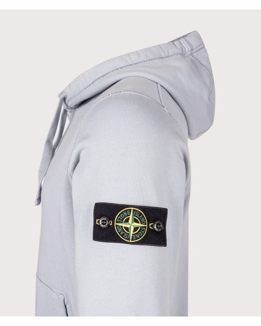 Stone Island Blue Organic Cotton Fleece Hoodie for men