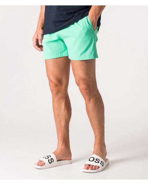 Polo Ralph Lauren Green Slim Fit Traveler Mid Swim Shorts for men