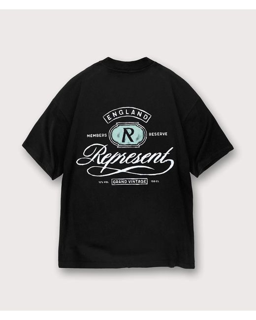Represent Black Oversized Grand Vintage Hand Drawn T-Shirt for men