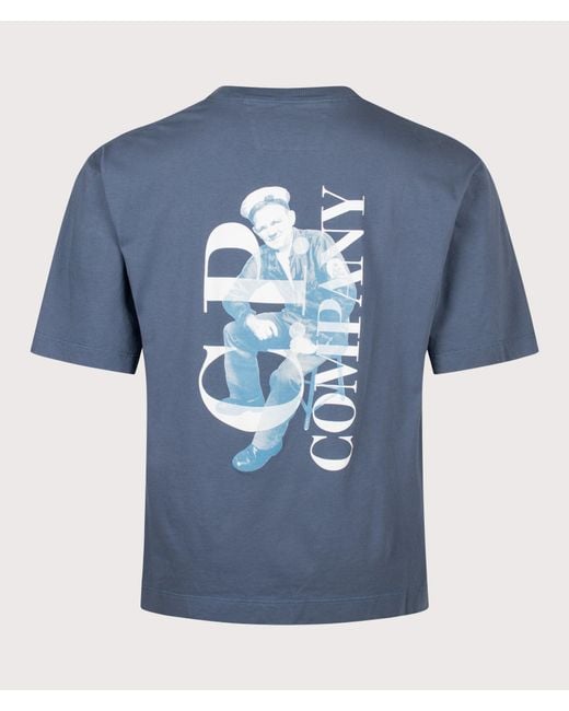 C P Company Blue Regular Fit 30/1 Jersey British Sailor T-Shirt for men