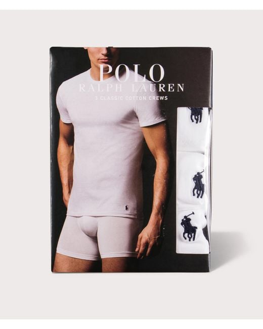 Polo Ralph Lauren White 3 Pack Slim Fit Crewneck Loungewear T-Shirt for men