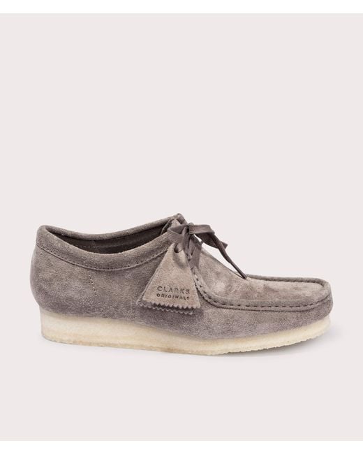 Clarks Gray Wallabee Shoes for men