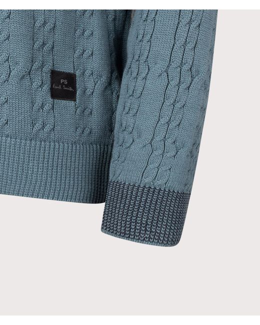 Paul Smith Blue Cable Knit Jumper for men