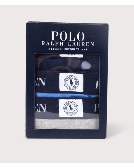Polo Ralph Lauren Blue 3 Pack Classic Stretch Cotton Trunks for men