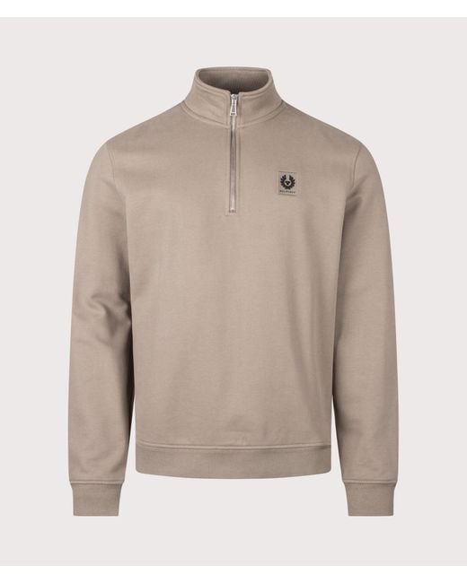Belstaff Gray Regular Fit Quarter Zip Sweatshirt for men