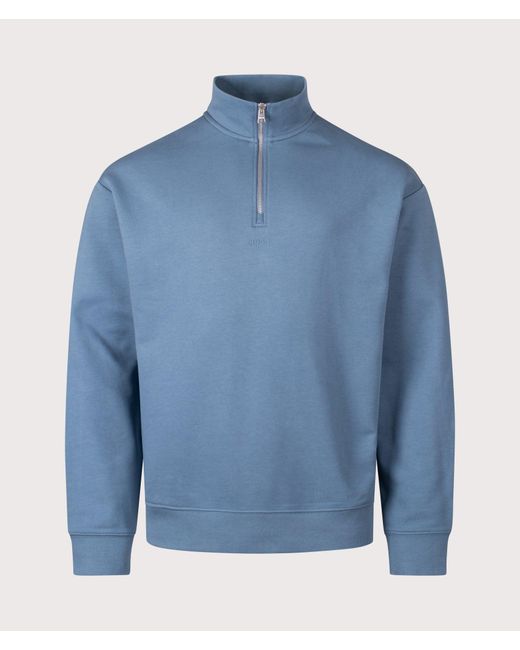 HUGO Blue Relaxed Fit Durty244 Quarter Zip Sweatshirt for men
