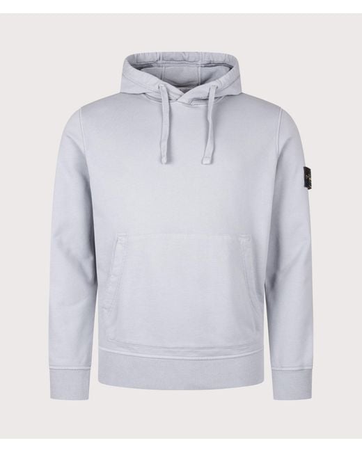 Stone Island Blue Organic Cotton Fleece Hoodie for men