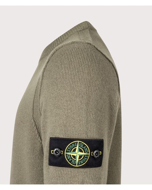 Stone Island Green Lambswool Crewneck Jumper for men