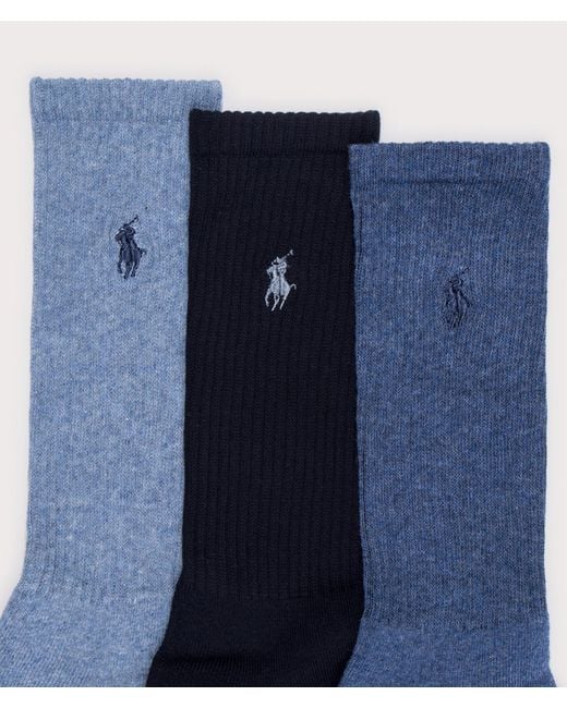Polo Ralph Lauren Blue Three Pack Of Stretch Crew Socks for men