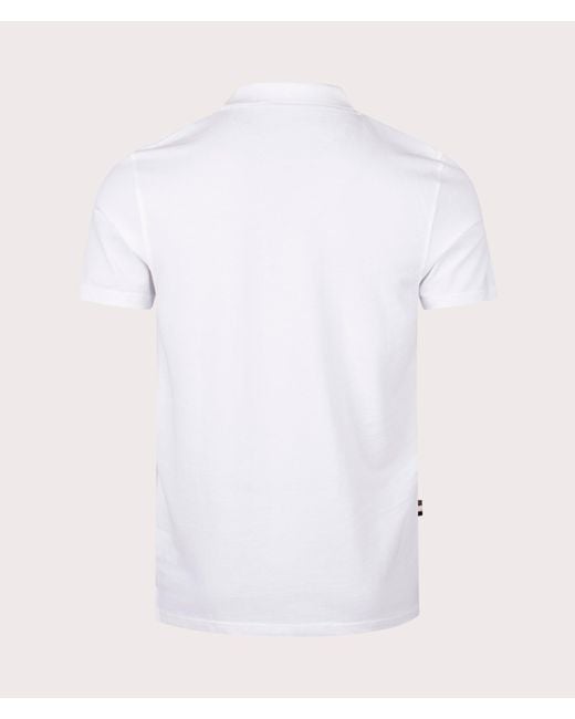 Aquascutum White Active Check Patch Polo Shirt for men