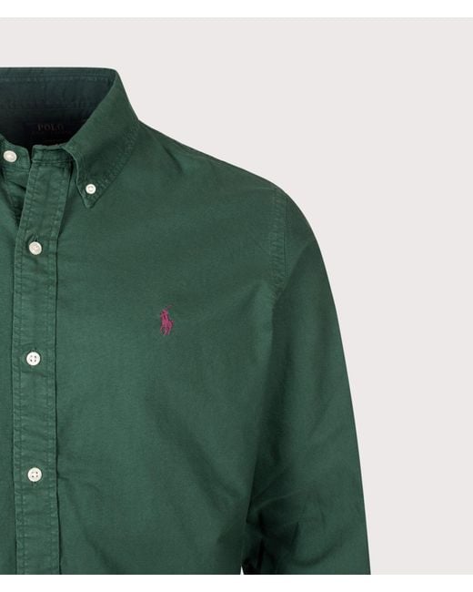 Polo Ralph Lauren Green Custom Fit Garment-Dyed Oxford Shirt for men