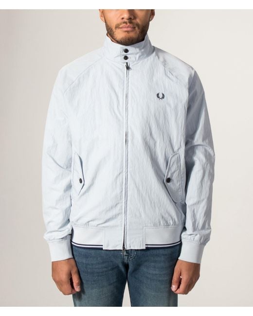 Fred Perry Blue Regular Fit Crinkle Harrington Jacket for men