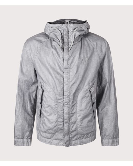 C P Company Gray Lino Wax Goggle Jacket for men
