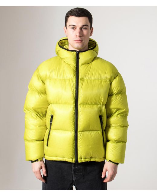 MKI Miyuki-Zoku Yellow Translucent Hooded Bubble Jacket for men
