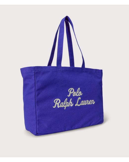 Polo Ralph Lauren Purple Embroidered Canvas Tote Bag for men