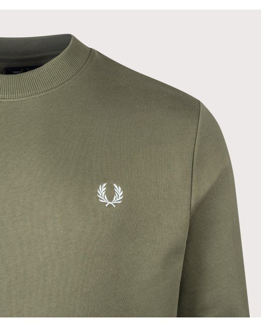 Fred Perry Green Regular Fit Crew Neck Sweatshirt for men