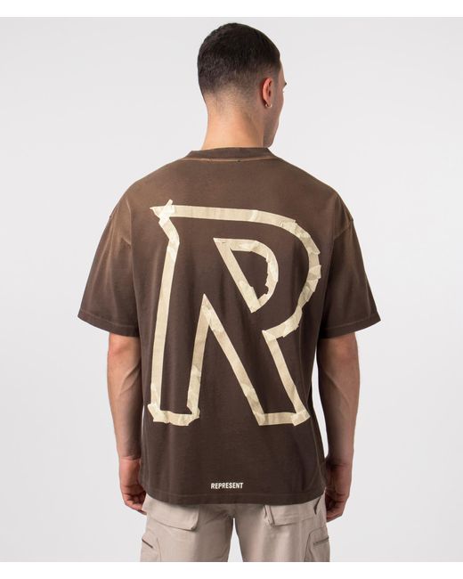 Represent Brown Masking Tape Initial T-Shirt for men