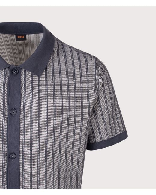 Boss Blue Relaxed Fit Kodd Knitted Polo Shirt for men