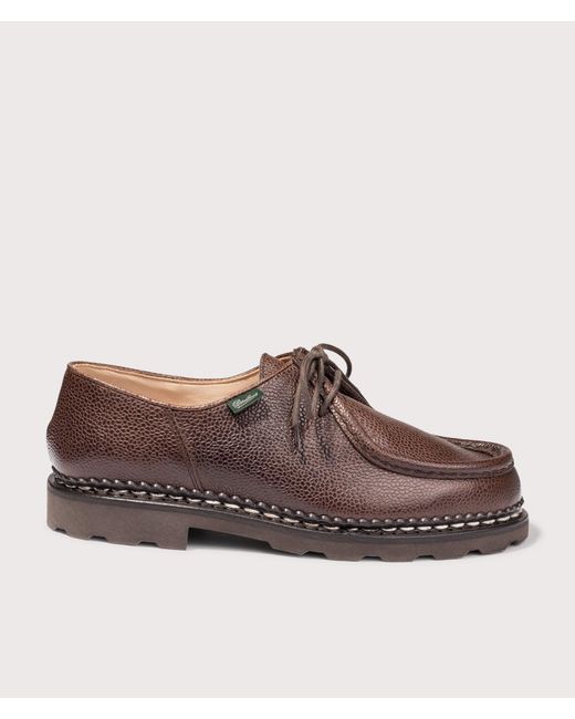 Paraboot Brown Michael Grained Leather Shoes for men