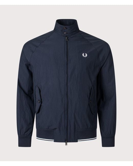 Fred Perry Blue Regular Fit Crinkle Harrington Jacket for men