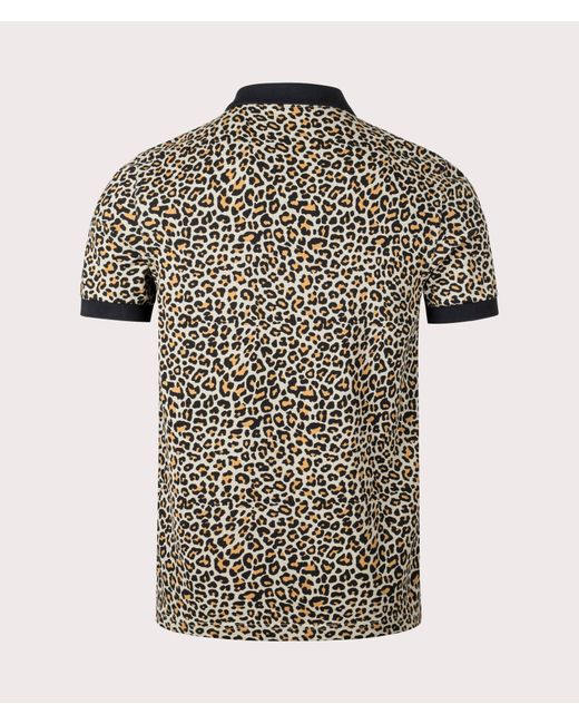 Fred Perry Natural Leopard Print Polo Shirt for men