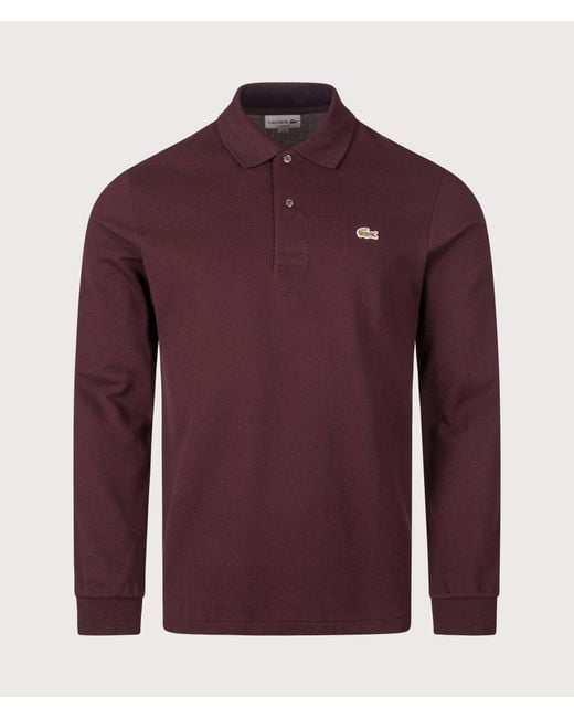 Lacoste Red Classic Fit Long Sleeve Croc Logo Polo Shirt for men