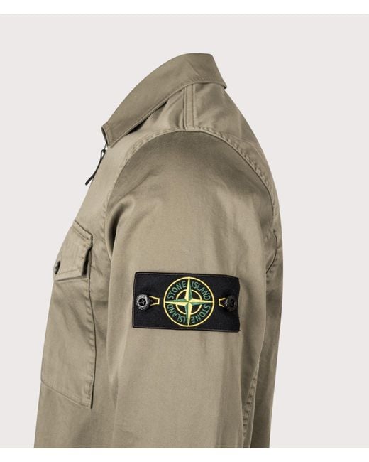 Stone Island Natural Stretch Organic Cotton Satin Overshirt for men
