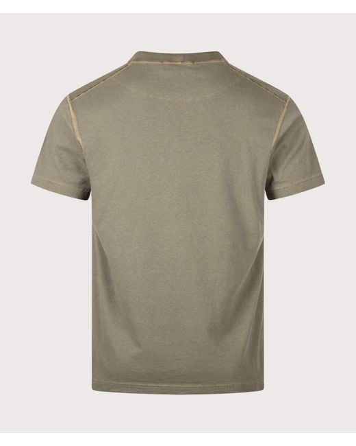 Stone Island Green Slim Fit Organic Cotton 'Fissato' Effect T-Shirt for men