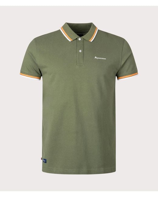 Aquascutum Green Active Cotton Stripes Dry-fit Polo Shirt for men
