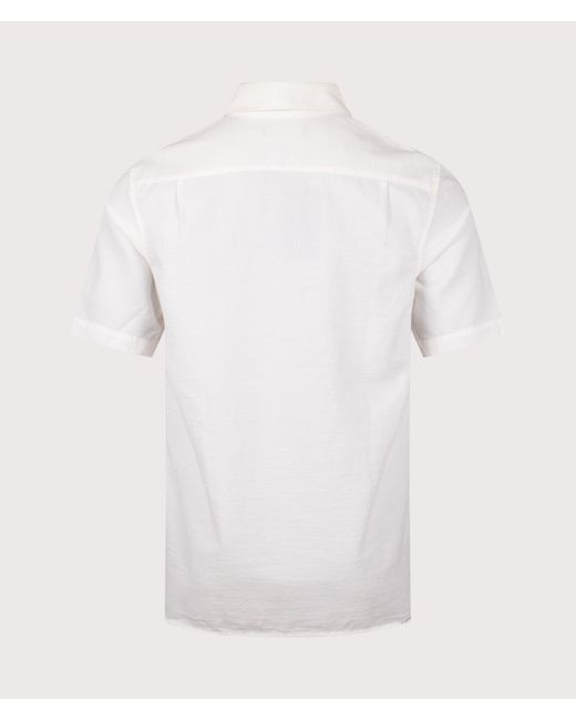 Fred Perry Textured Short Sleeve Seersucker Shirt in White