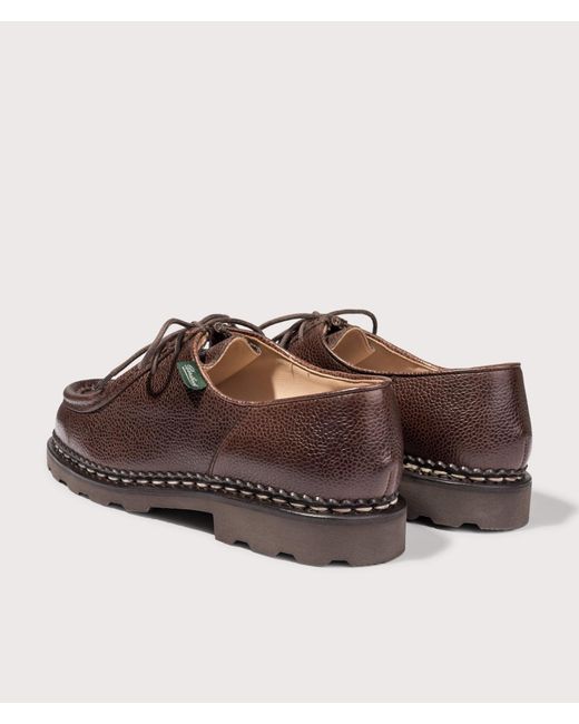 Paraboot Brown Michael Grained Leather Shoes for men