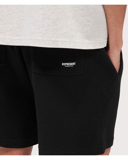 Represent Black Relaxed Fit Micro Owners Club Shorts for men