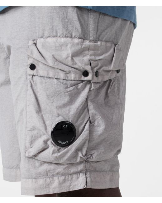 C P Company Gray Flatt Nylon Cargo Beach Shorts for men