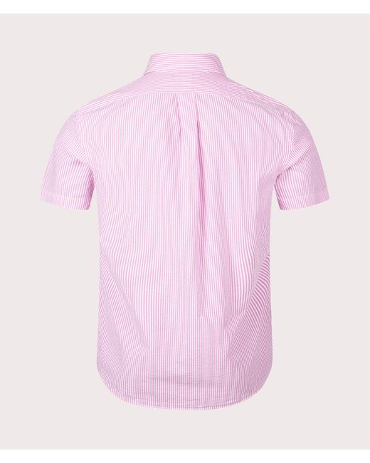 Polo Ralph Lauren Pink Custom Fit Short Sleeve Lightweight Stripe Shirt for men