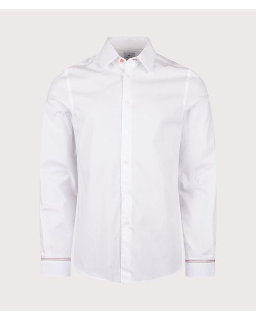 Paul Smith White Slim Fit Embroided Cuff Shirt for men