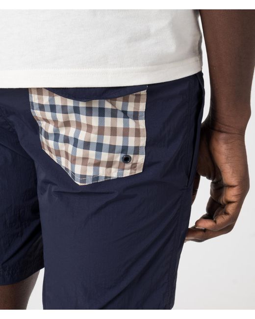 Aquascutum Blue Beach Check Pocket Shorts for men
