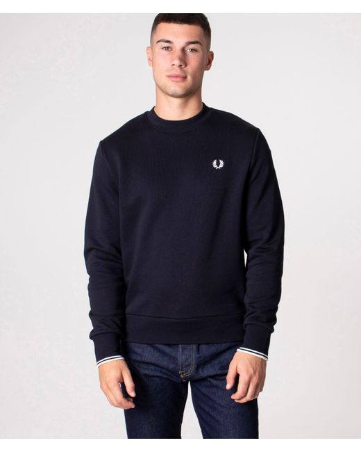 Fred Perry Blue Crew Neck Sweatshirt for men