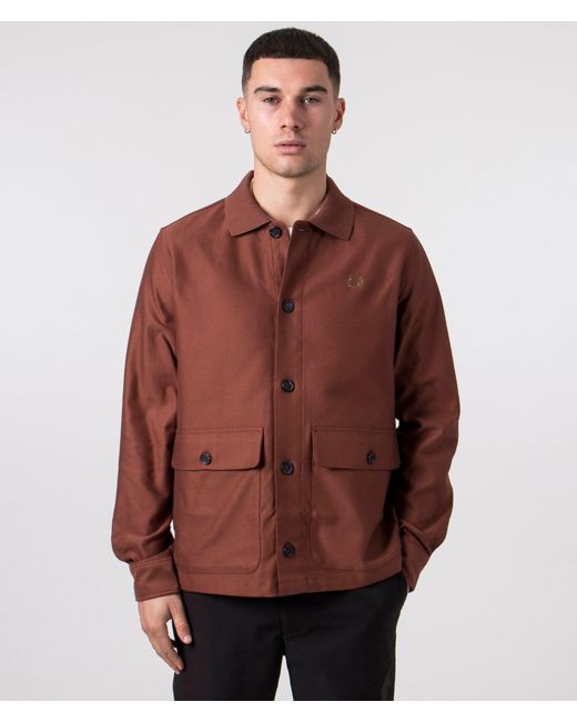 Fred Perry Brown Utility Pocket Overshirt for men